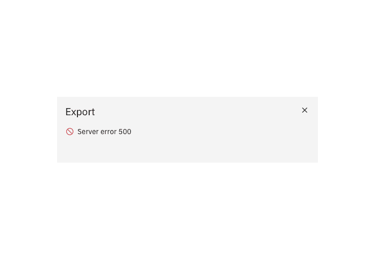 Example of an error state modal Example of an error state modal
