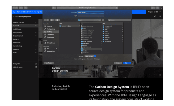 Example of specifying an export location Example of specifying an export location
